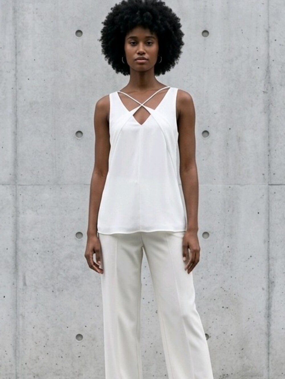 Off white spaghetti string top